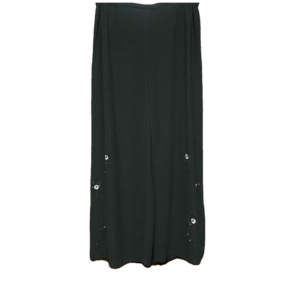 Adrianna Papell Black Wide-Leg Embellished Pants